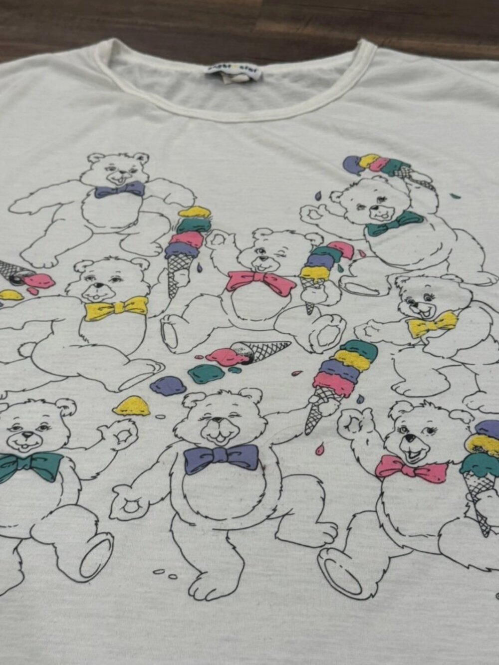 VTG 90s Bears eating Ice Cream Single Stitch T Shirt Adult Size 22-24